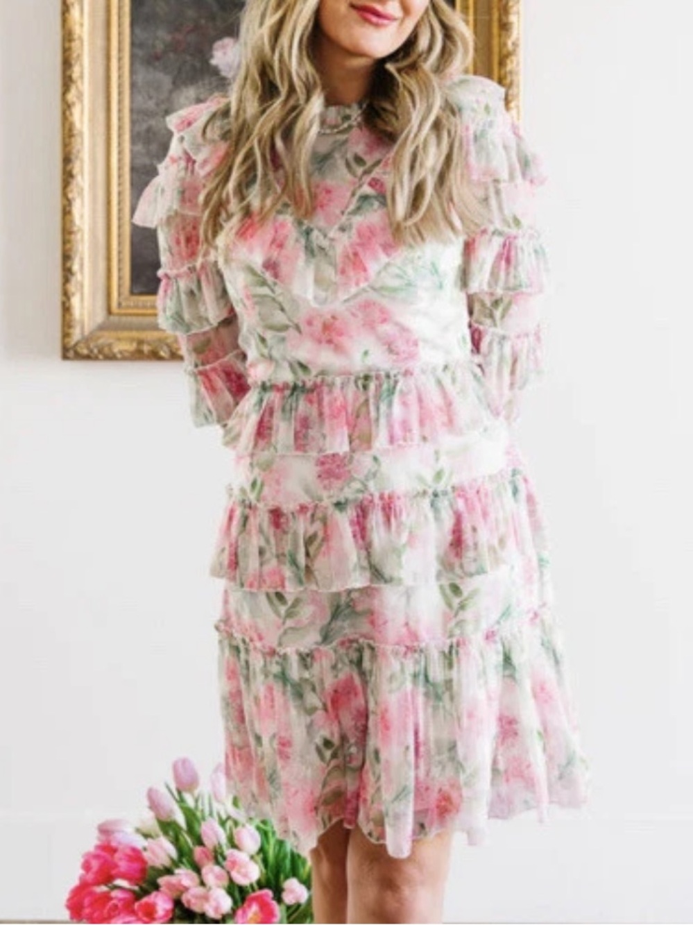 Ivy City Co Garden State Ruffle Floral Dress XS
